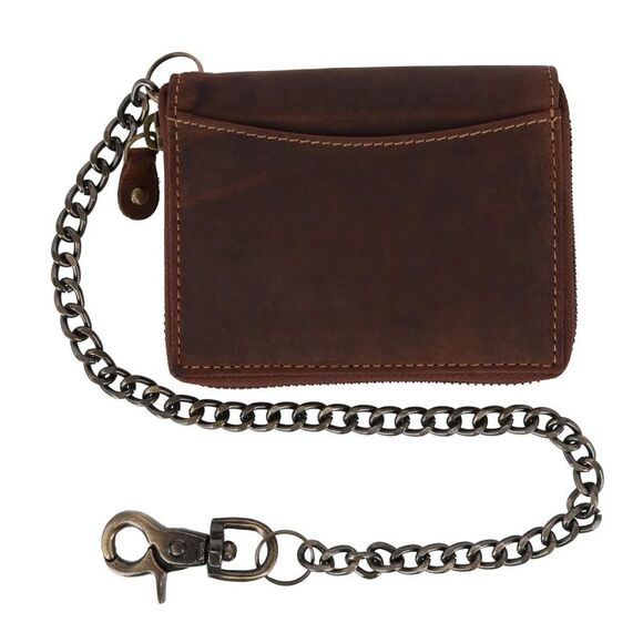CTM Men's Bifold Zip Around Chain Wallet with Interior Zip - Picture 1 of 5